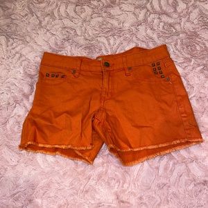 Orange Denim Shorts